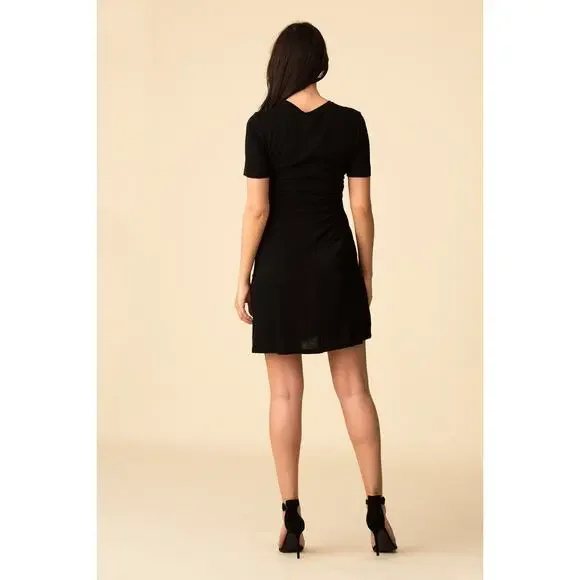 A.L.C Black Sally Ruched T Shirt Mini Dress Size Small - Picture 2 of 7